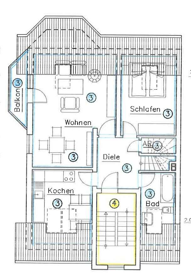 2 Etagen, Einbauk&uuml;che, Balkon, PKW-Stellplatz - was will man mehr ?